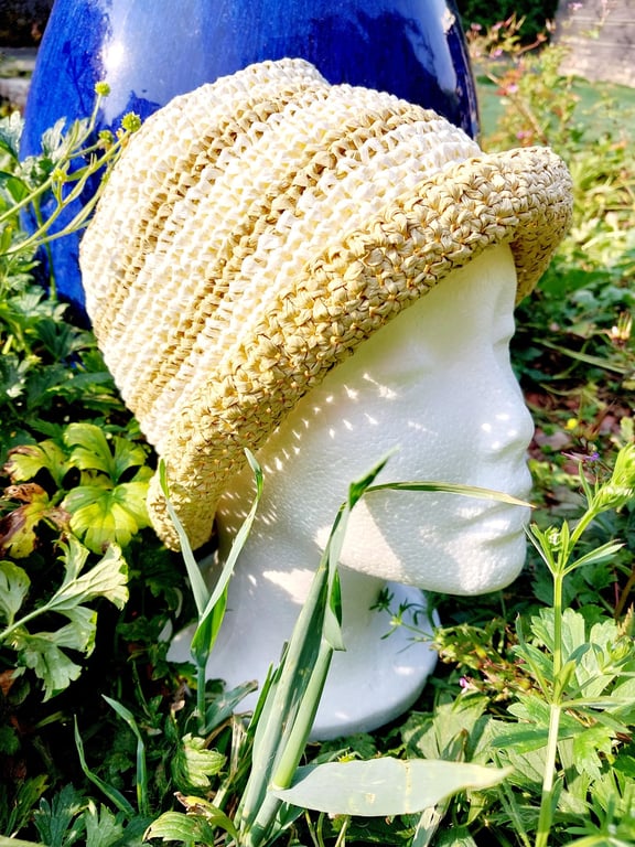 Raffia Bucket Hat, Natural & Cream - Summer Seconds