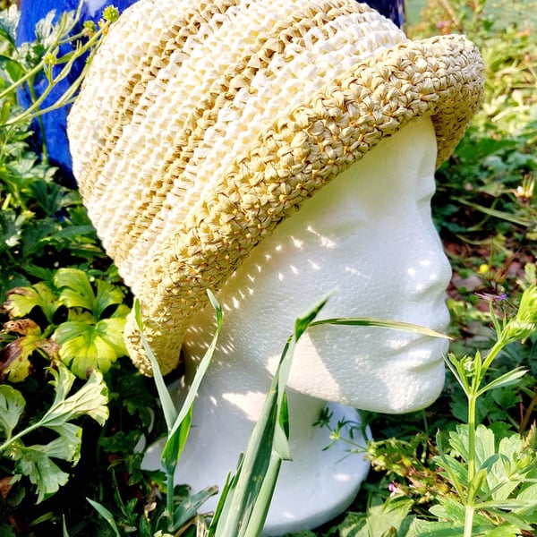 Raffia Bucket Hat, Natural & Cream - Summer Seconds