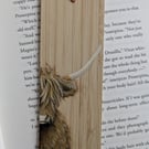 Hand Painted Bamboo Wood Bookmark, Highland Cow