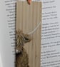 Hand Painted Bamboo Wood Bookmark, Highland Cow - Image 1