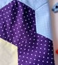 Patchwork peg bag with shoulder strap. Purple, yellow & blue with white spots.  - Image 5
