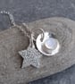 Moon and stars pendant, Moonstone jewellery - Image 2