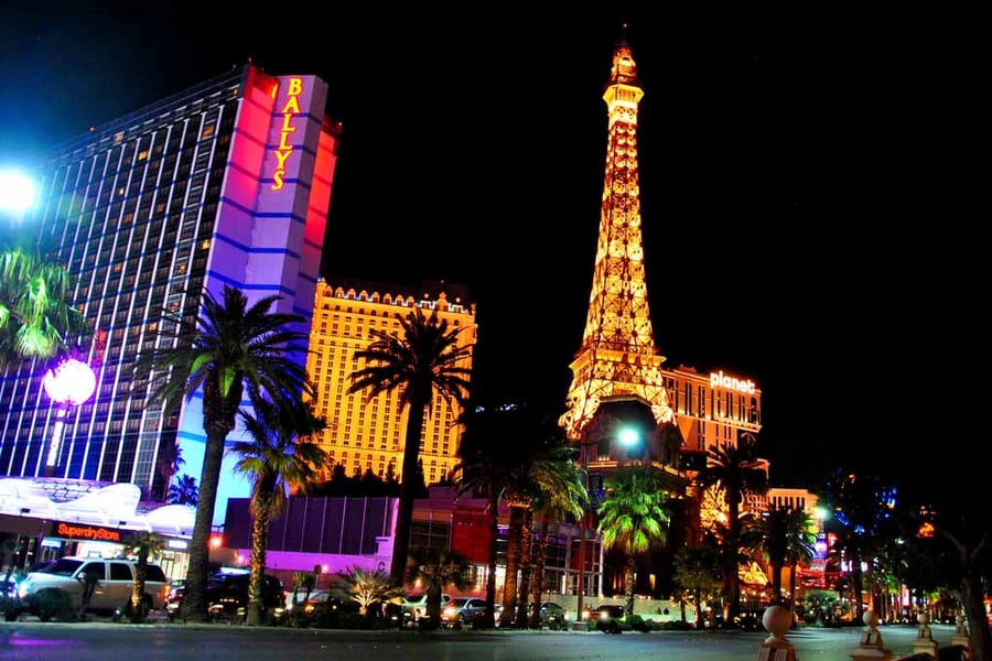 Eiffel Tower Paris And Ballys Hotel Las Vegas America Photograph Print