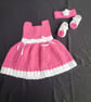 Blush Pink Crochet Baby Dress Set – Handmade Elegance