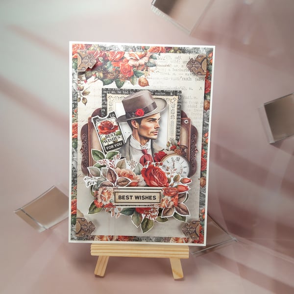 Handmade Vintage Style Greeting Card (46) C6 Size