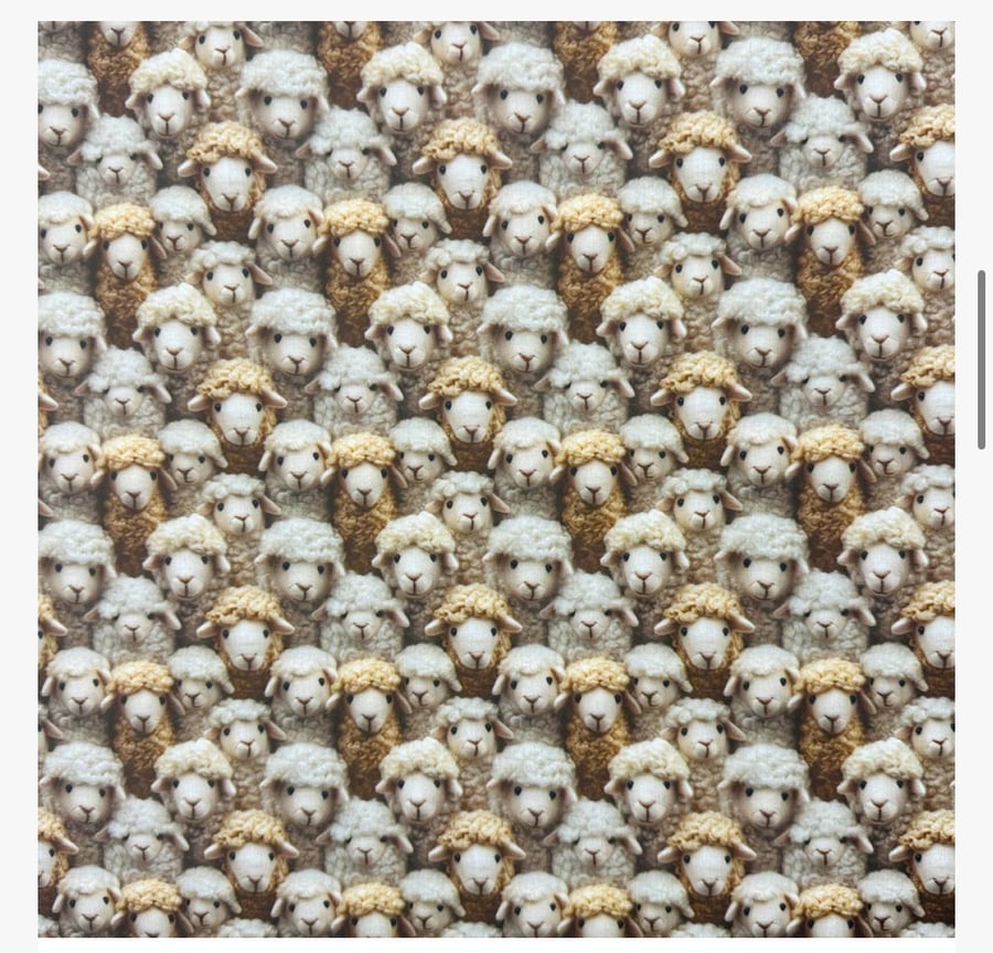 polycotton fabric materal 3d digitally printed natural sheep farm animal 