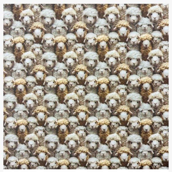 polycotton fabric materal 3d digitally printed natural sheep farm animal 