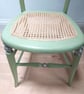 Antique chair in pale green chalk paint, re-caned seat, upcycled - Image 3