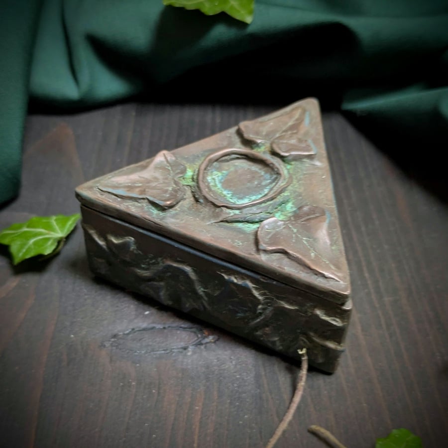 Box of Hidden Thoughts - cast resin trinket box with copper gilt