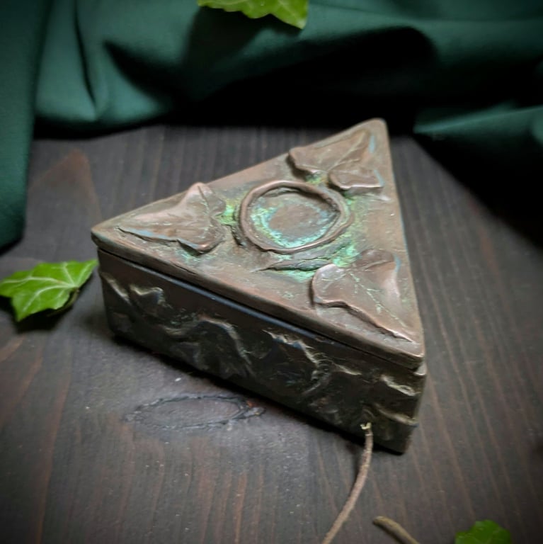 Box of Hidden Thoughts - cast resin trinket box with copper gilt