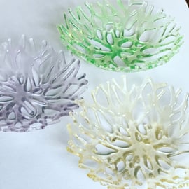 Fused Glass Coral Dish