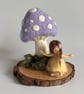 Needlefelted wool lilac mushroom toadstool and fairy dressed in yellow - Image 3