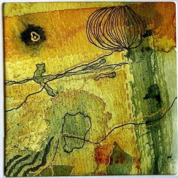 Abstract hand painted blank watercolour card