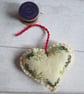 Hand Embroidered Keepsake Christmas Heart - Festive Wreath on Cream - Image 3