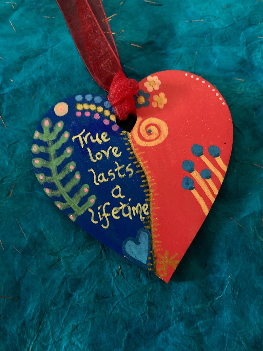 True love hand painted wooden heart