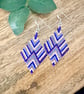 Handmade Beadwork Earrings in Blue & Copper with a Chevron Design - Image 2