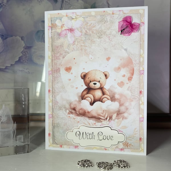 Greeting Card With Love Bear  by Carolee Crafts PB1 - 0003