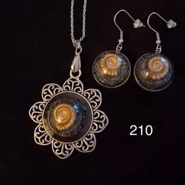 Ammonite jewellery set 