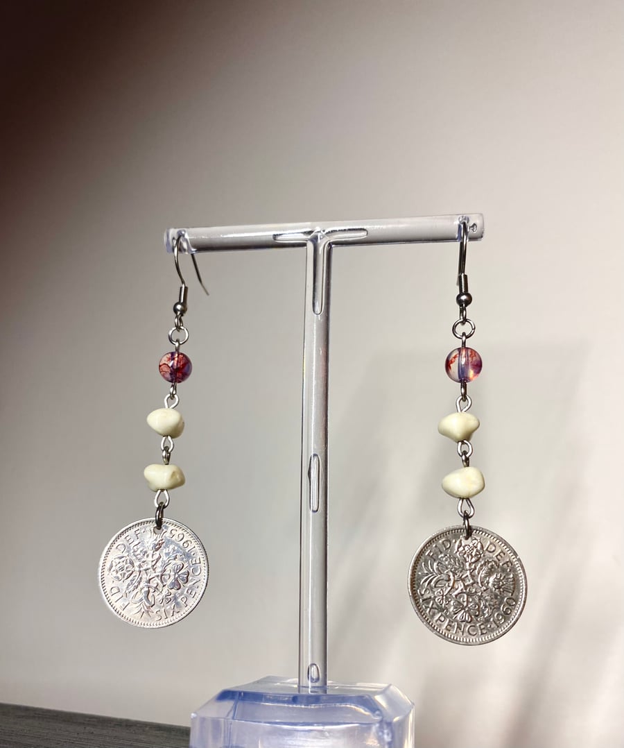 Tooth Fairy Sixpence - Blood & Molar Earrings 