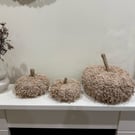 Rustic Handmade Pumpkins – Set of 3 Fabric Decorative Autumn Fall Home Décor
