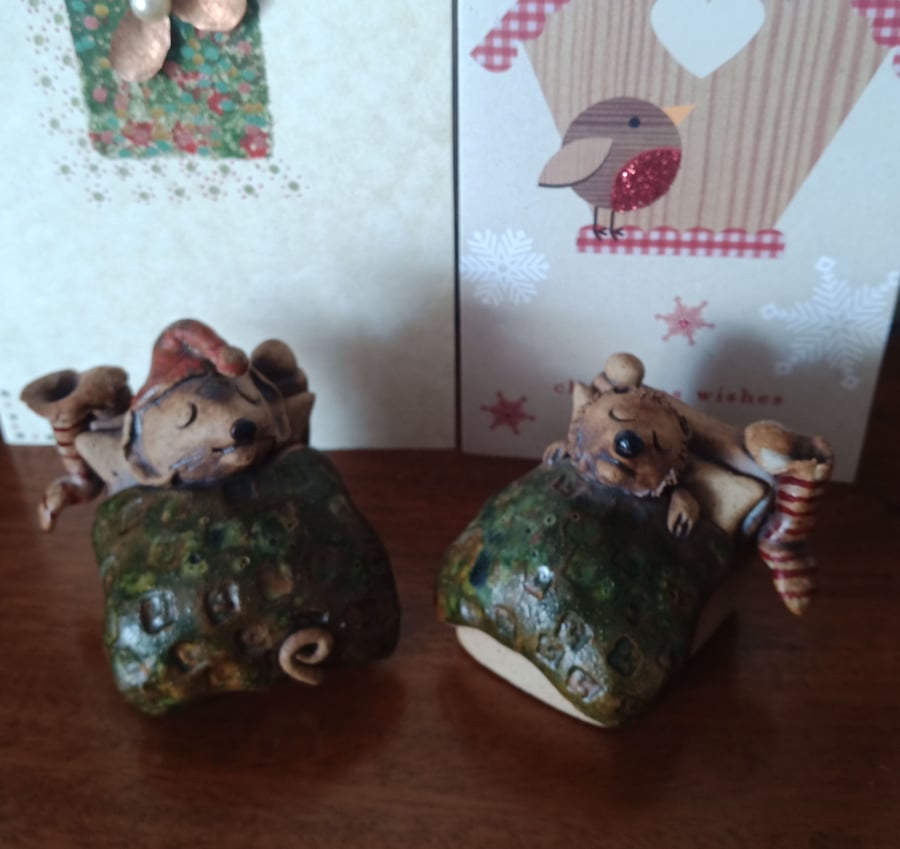 "Dreaming of Christmas" Ceramic Earthenware Pottery Ornaments