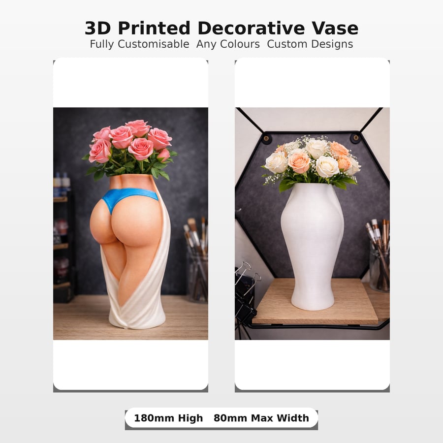 3D Printed Buttocks-Shaped Decorative Vase 180mm - 80mm - Fully Customisable