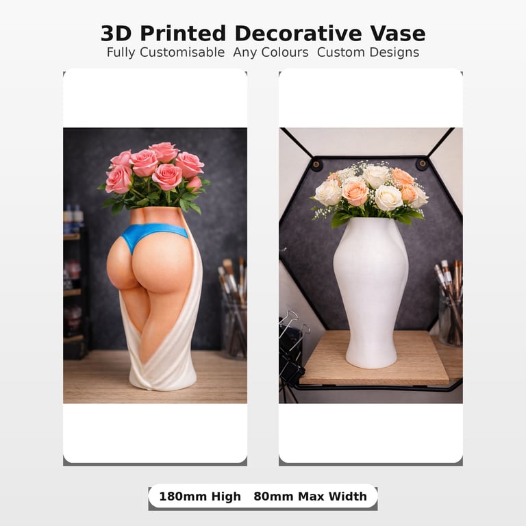 3D Printed Buttocks-Shaped Decorative Vase 180mm - 80mm - Fully Customisable