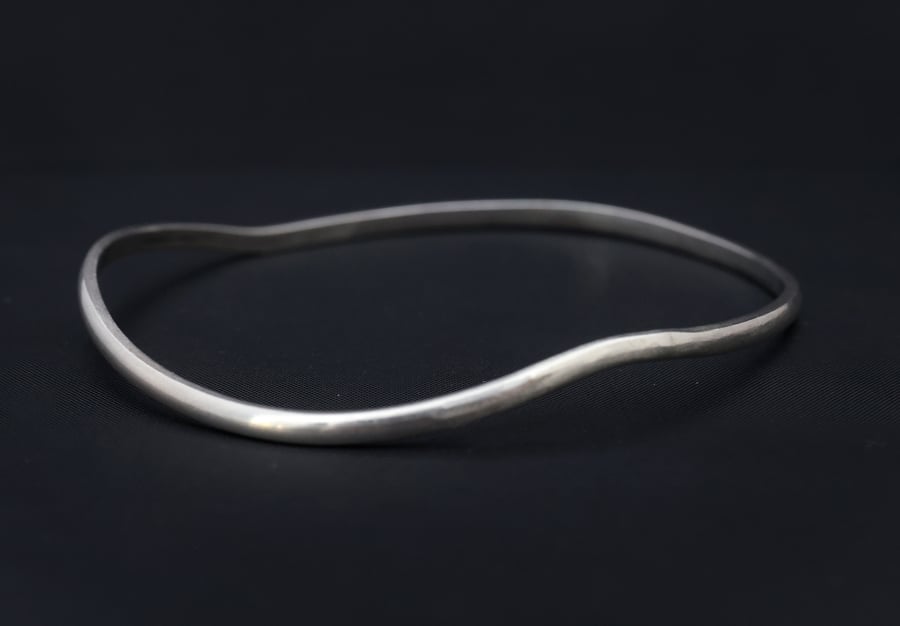 Sterling silver oval bangle