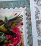 Handmade Vintage Hummingbird and Roses Birthday Card - Image 3