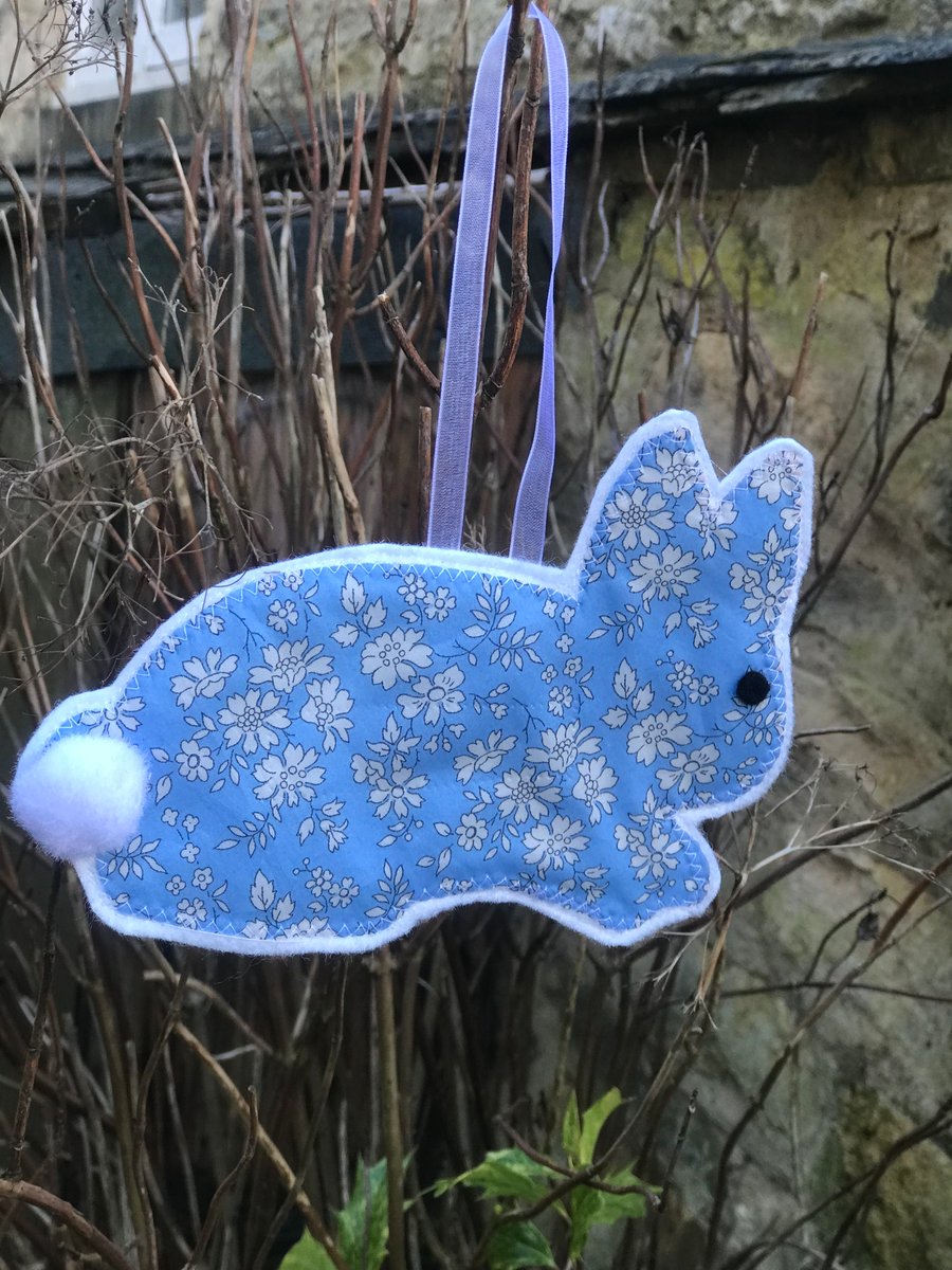 Easter Bunny Rabbit Liberty Fabric and Felt Hanging Decoration 