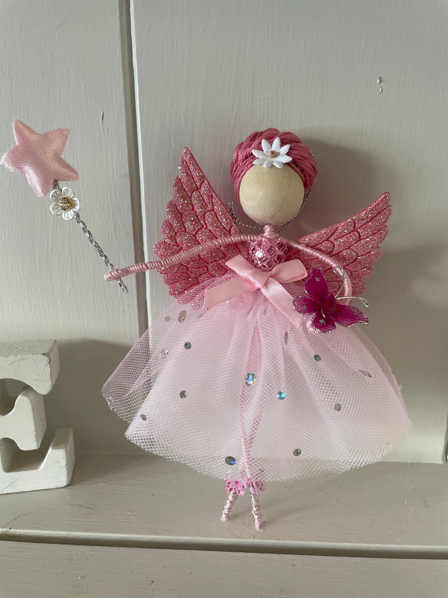 Fairy ,Sugar Plum fairy handmade hanging art doll, magic fairy dust, nursery  