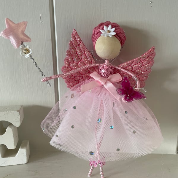 Sugar Plum fairy handmade hanging art doll, magic fairy dust, nursery decor