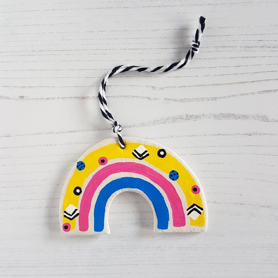 Liquorice Allsorts themed rainbow hanging decoration
