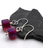 lampwork glass earrings, pink purple jewellery - Image 2