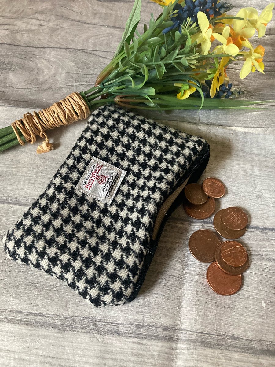 Harris Tweed Coin Purse Black White