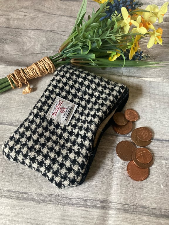 Harris Tweed Coin Purse Black White
