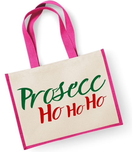 Prosecc HO HO HO -    Large Christmas Jute Shopper Bag 