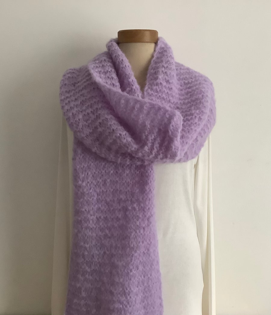  SCARF,' Atmosphere'. Alpaca, merino blend. Lilac .Supersoft. Lightweight. 