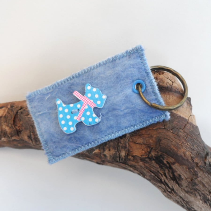Felted key ring - "scottie dog"
