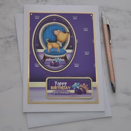 Dog Birthday Card Yappy Birthday Enjoy Yourself 3D Luxury Handmade Card