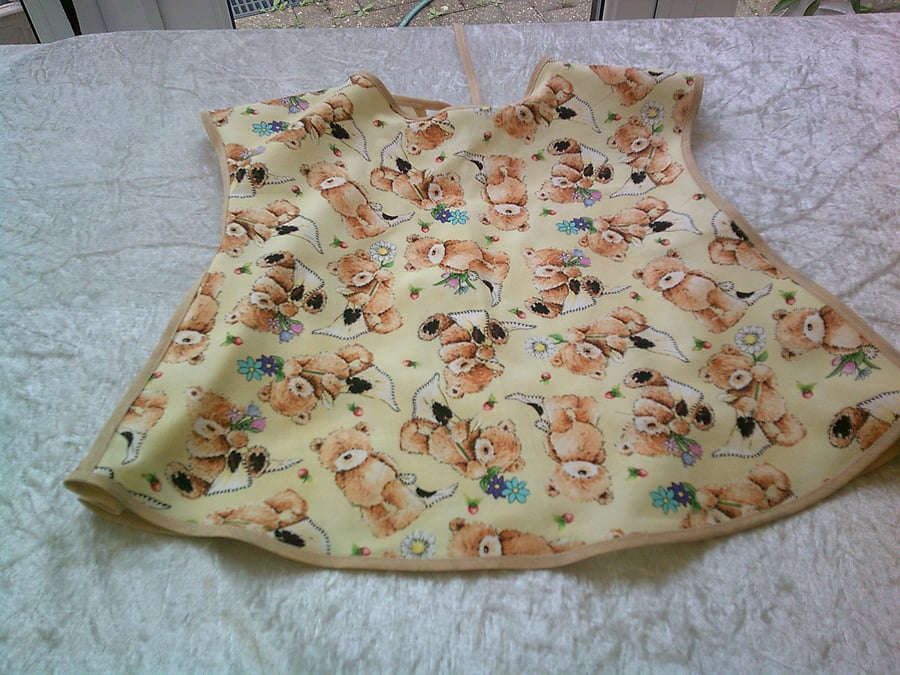 Teddy Bears on Yellow Baby Sleeveless Cover Up Apron