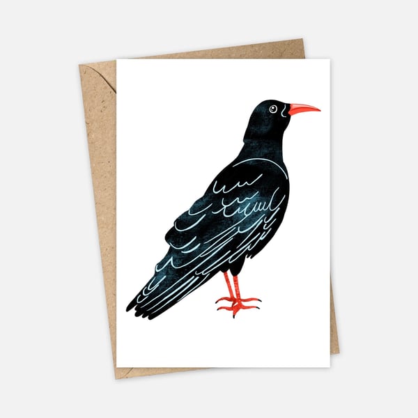 Cornish Chough Greeting Card - Cornwall Cards