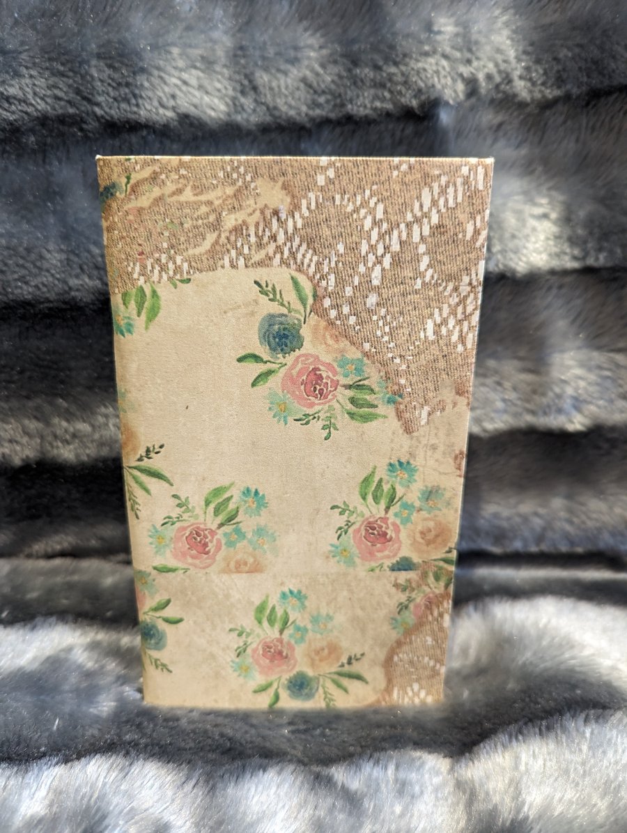 Small slim simple flower and lace papered notebook