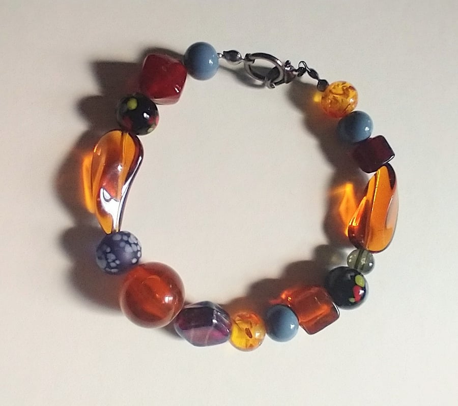 Russet and grey bracelet 
