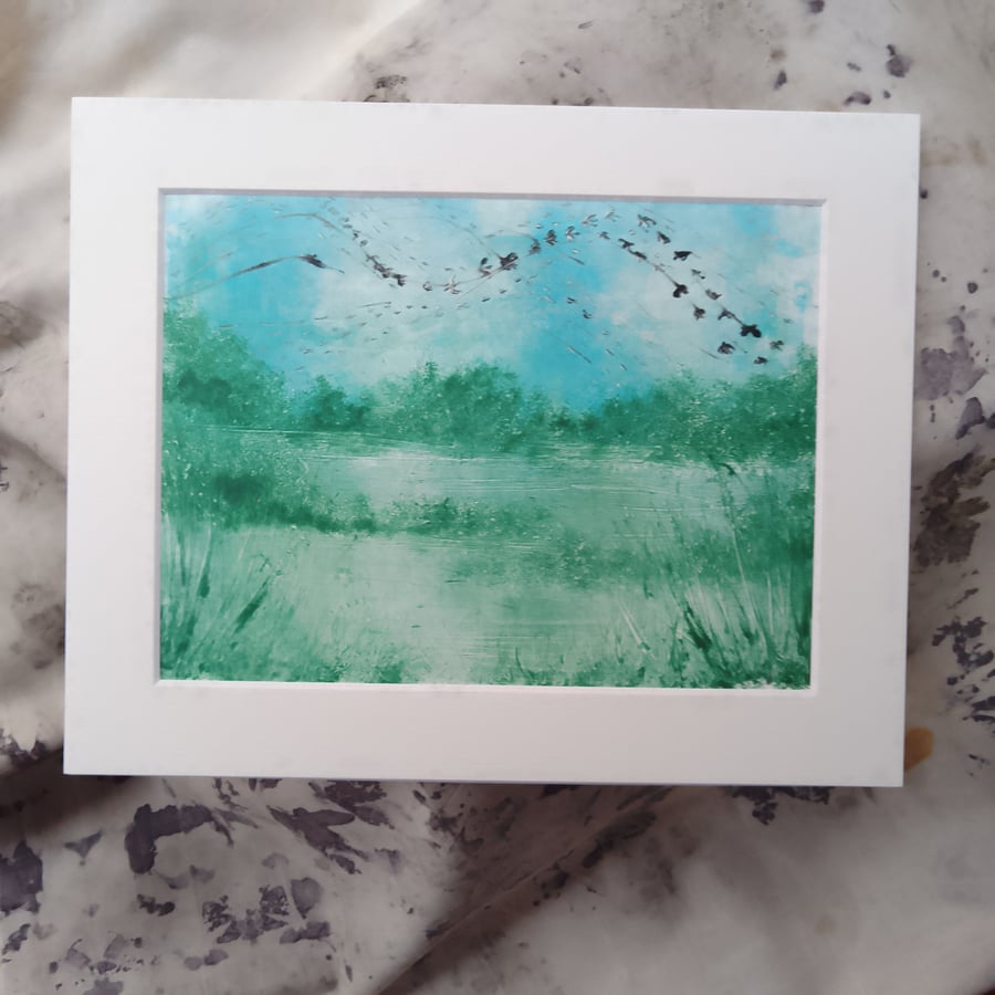 Starling Murmuration monoprint original 