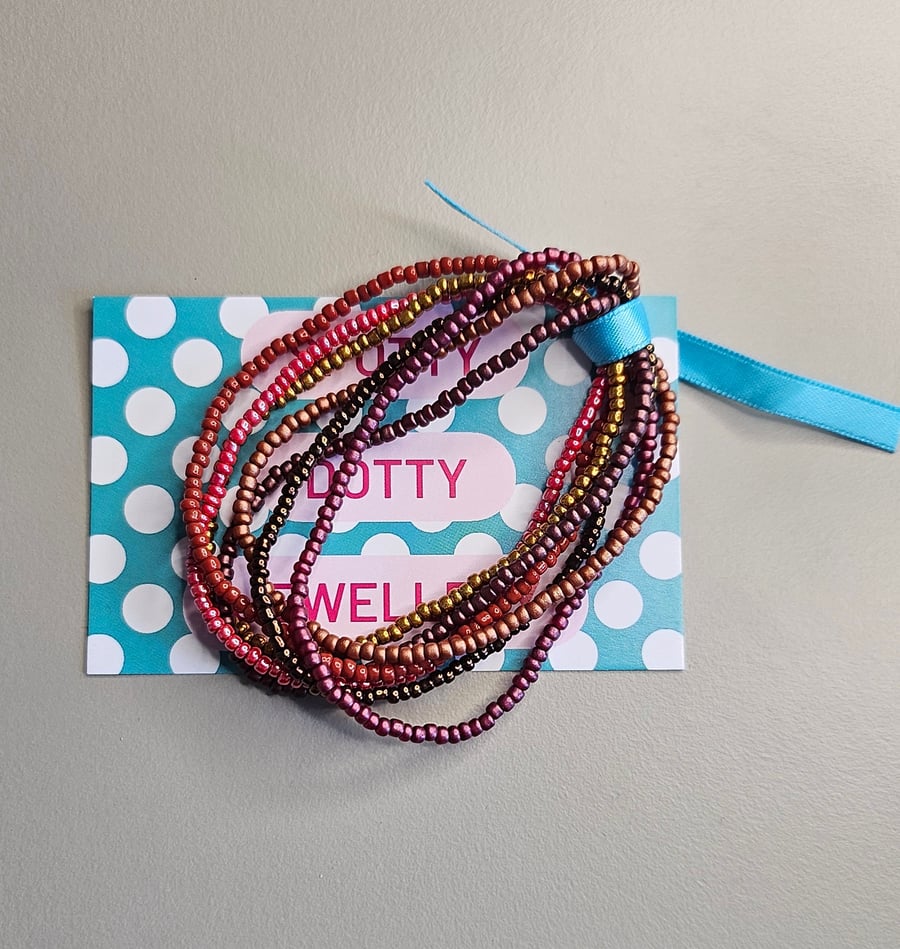 Autumnal Beaded Stretchy bracelets 