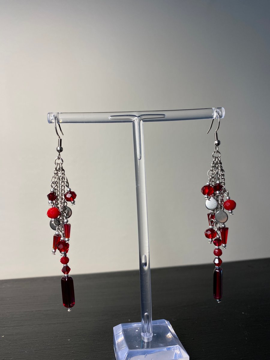 Alexandra - Gothic Red Earrings 