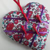 Heart shaped memo board. Floral memo board. Notice board. Fabric heart.