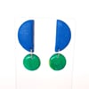 Half moon blue and emerald green medium earrings