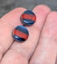 Deep blue and red polymer clay studs 10mm - Image 5